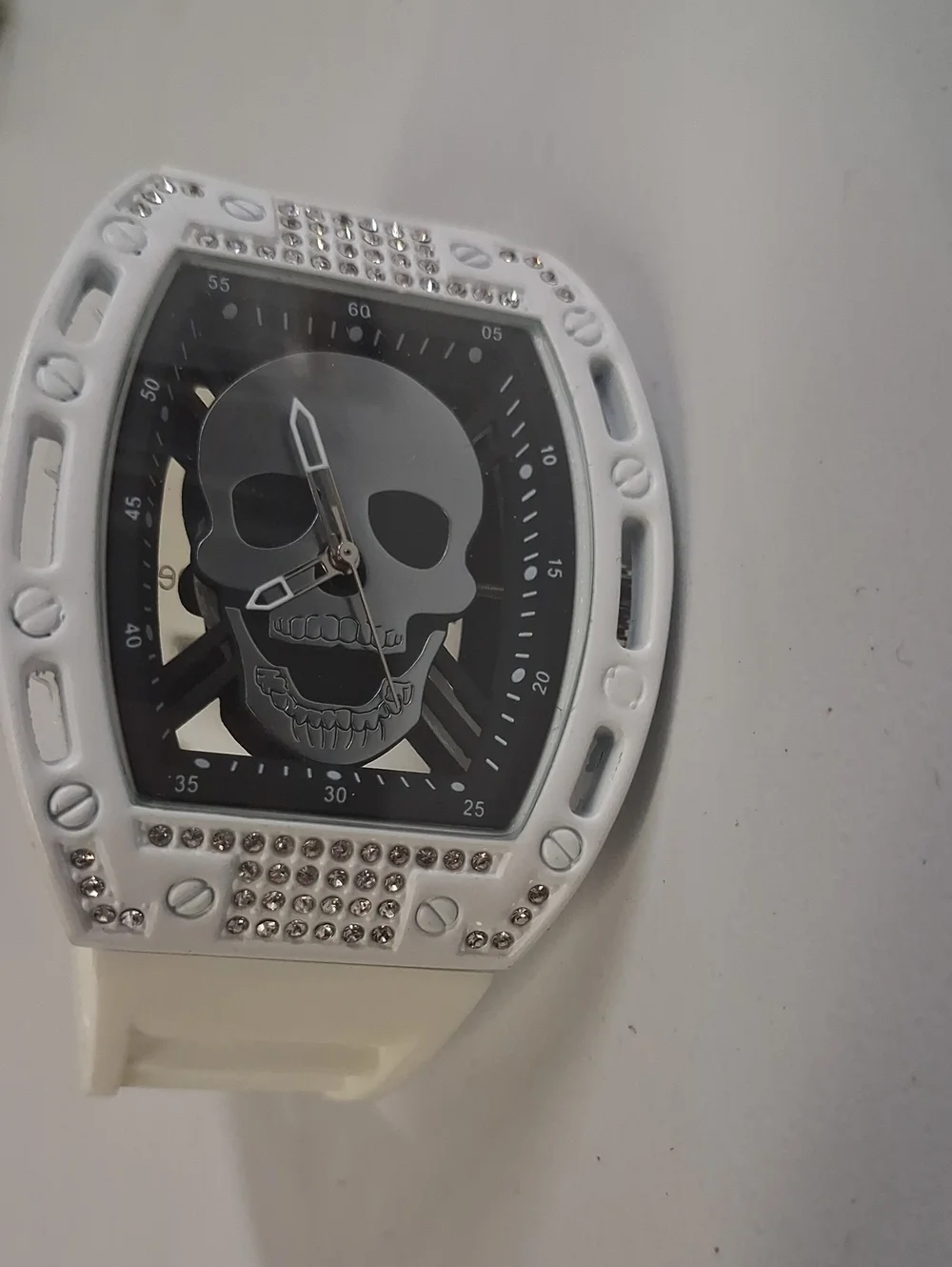 Mens Ed Hardy White Crystal Skull Watch